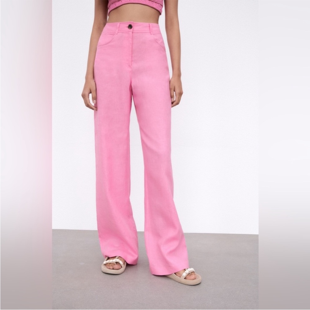 NWT. pink Zara linen pants size small